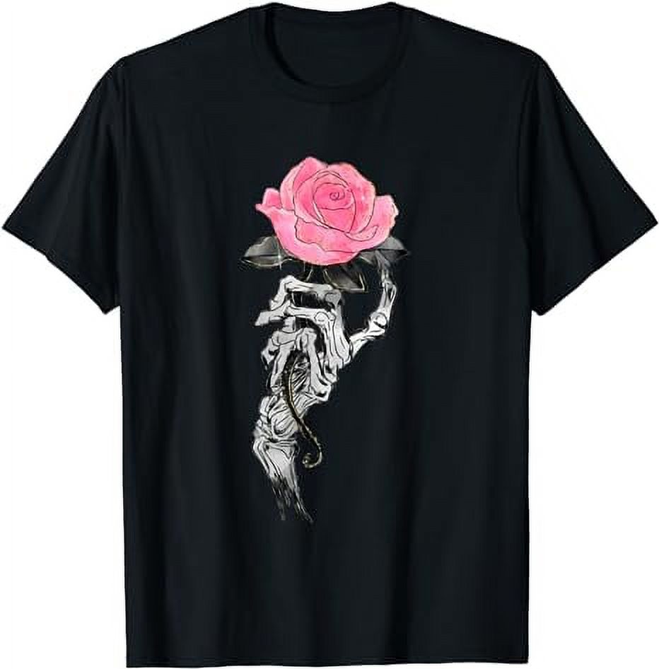 Skeleton Bones Hand Pastel Pink Rose Flower Valentine's Day TShirt