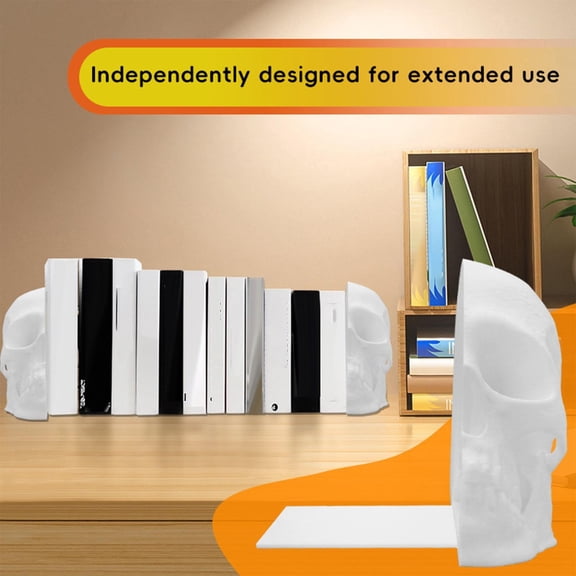 Skeleton Book Ends Gothic Home Decor Halloween Decor for Home Spooky Shelf Decor Book Organizer for Desk White Halloween Shelf Decor Set 1 Count