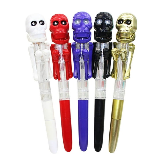 Skeleton Boxing Pen with LED Light Novelty Ballpoint Fun Halloween Writing Tool Glow Pen Creative Gift for Office Desk Accessory Spooky Stationery