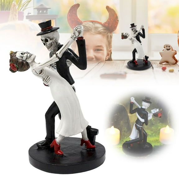 Skeleton Bride And Groom Figurines Skeleton Bride And Groom Wedding Couple Statue For Halloween Party Decorations Or Gothic Decor For Day Of The Dead Wedding Valentine's D