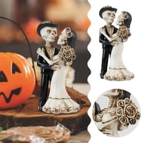 Desktop Ornament Skeleton Bride and Groom Statue Resin Collectible for Day of the Dead Halloween Wedding Mexican Gothic Cemetery Tabletop Decoration