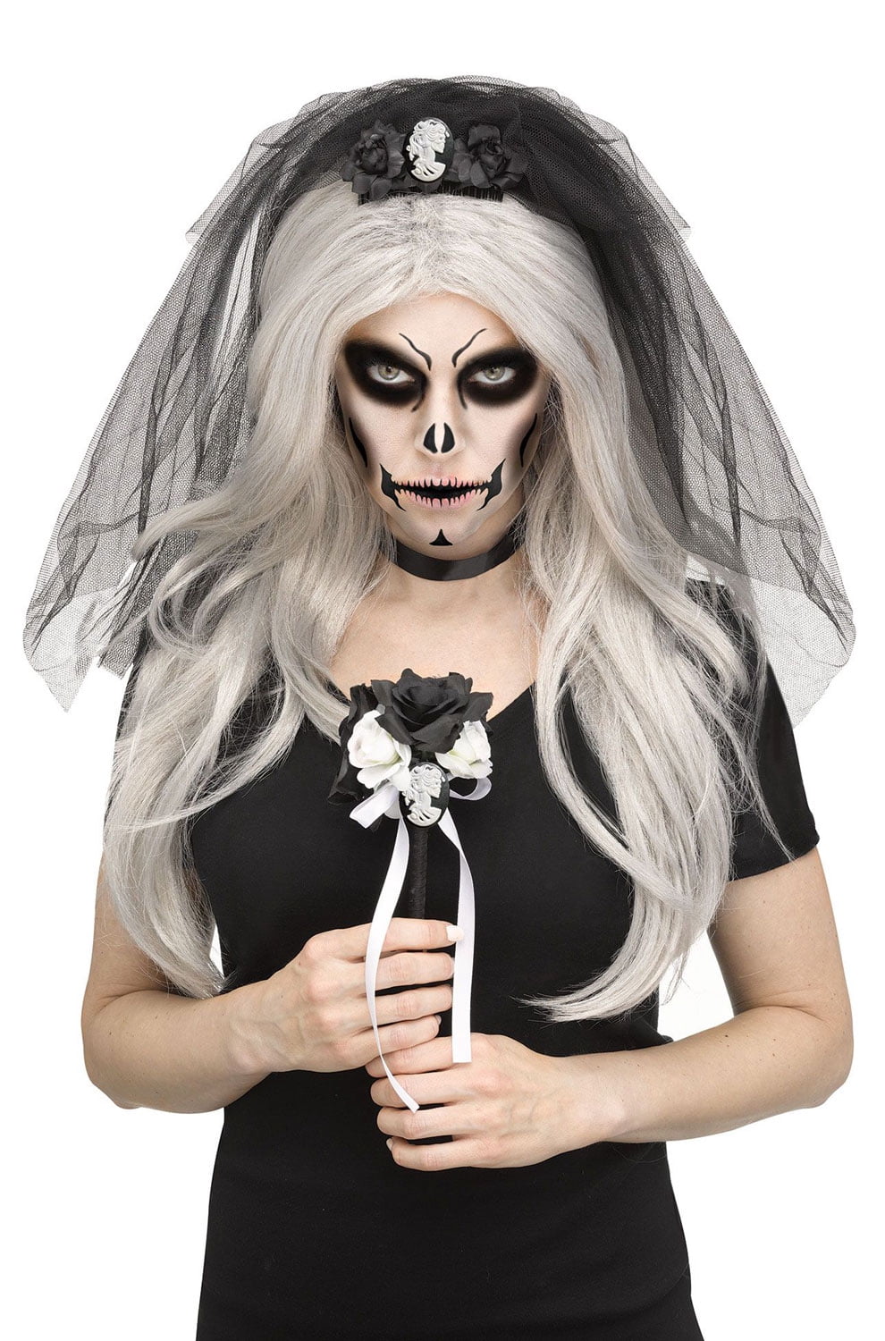 Fun World Girls Skeleton Bride Costume - Spooky Halloween Outfit For Kids