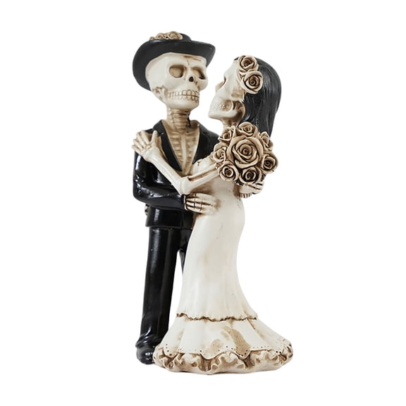 Skeleton Bride and Groom Statue Resin Collectible Skeleton Statue for Day of The Dead Halloween Wedding Mexican Gothic Cemetery Shelf Tabletop
