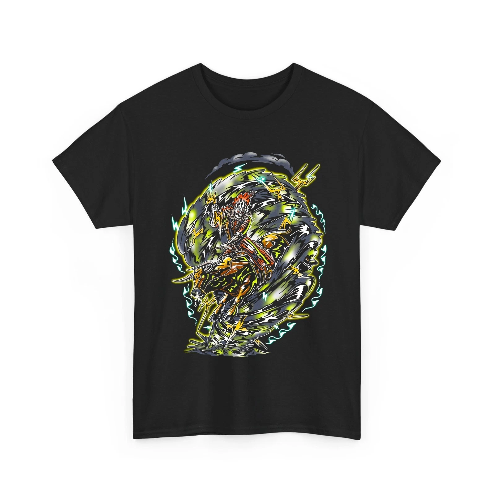 Bull Rider Cloth Skeleton Bull Rider Lightning Tornado Storm Graphic Tee - Walmart.com