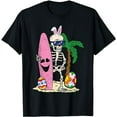 thumbnail image 1 of Skeleton Bunny Ears Surfer Easter Egg Hunting Surfing T-Shirt, 1 of 5