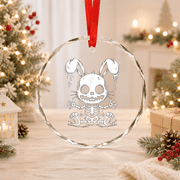 Skeleton Bunny Rabbit Skull Alt Goth Grunge Horror Aesthetic Glass Ornament