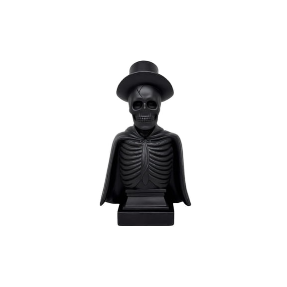Skeleton Bust Table Top Decor Black Resin Single Piece for Halloween Home Party