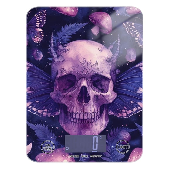 Skeleton Butterflies Mushrooms Food Scale Digital Kitchen Scale Waterproof Tempered Glass Tare Function 11 lb for Baking Cooking Meal Prep