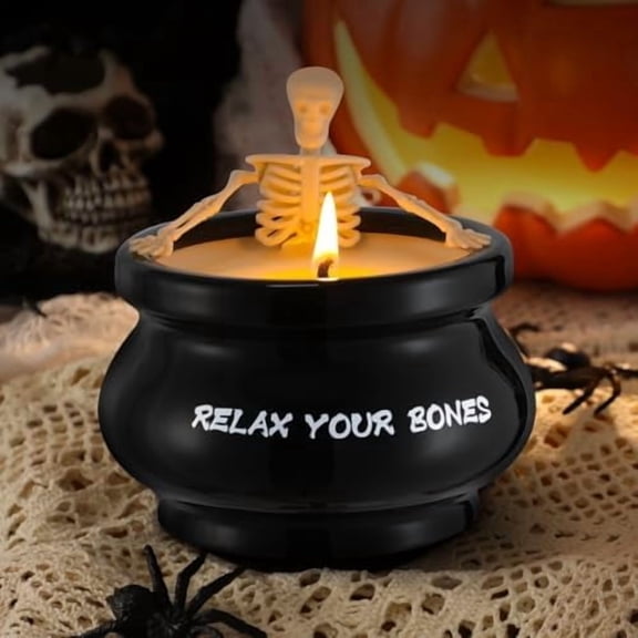Skeleton Candle Halloween Decorations Indoor, Halloween Skeleton Candles for Gothic Party, Holiday Gift, Home Decor Indoo, Gag Birthday White Elephant Gifts Witchy Gifts for Women Men Friends