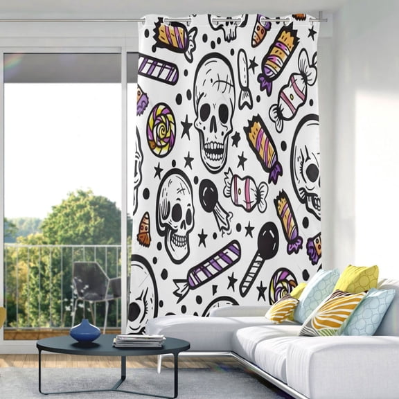 Skeleton Cartoon Blackout Curtains 84"x52" Thermal Insulated Curtain 1 Panel