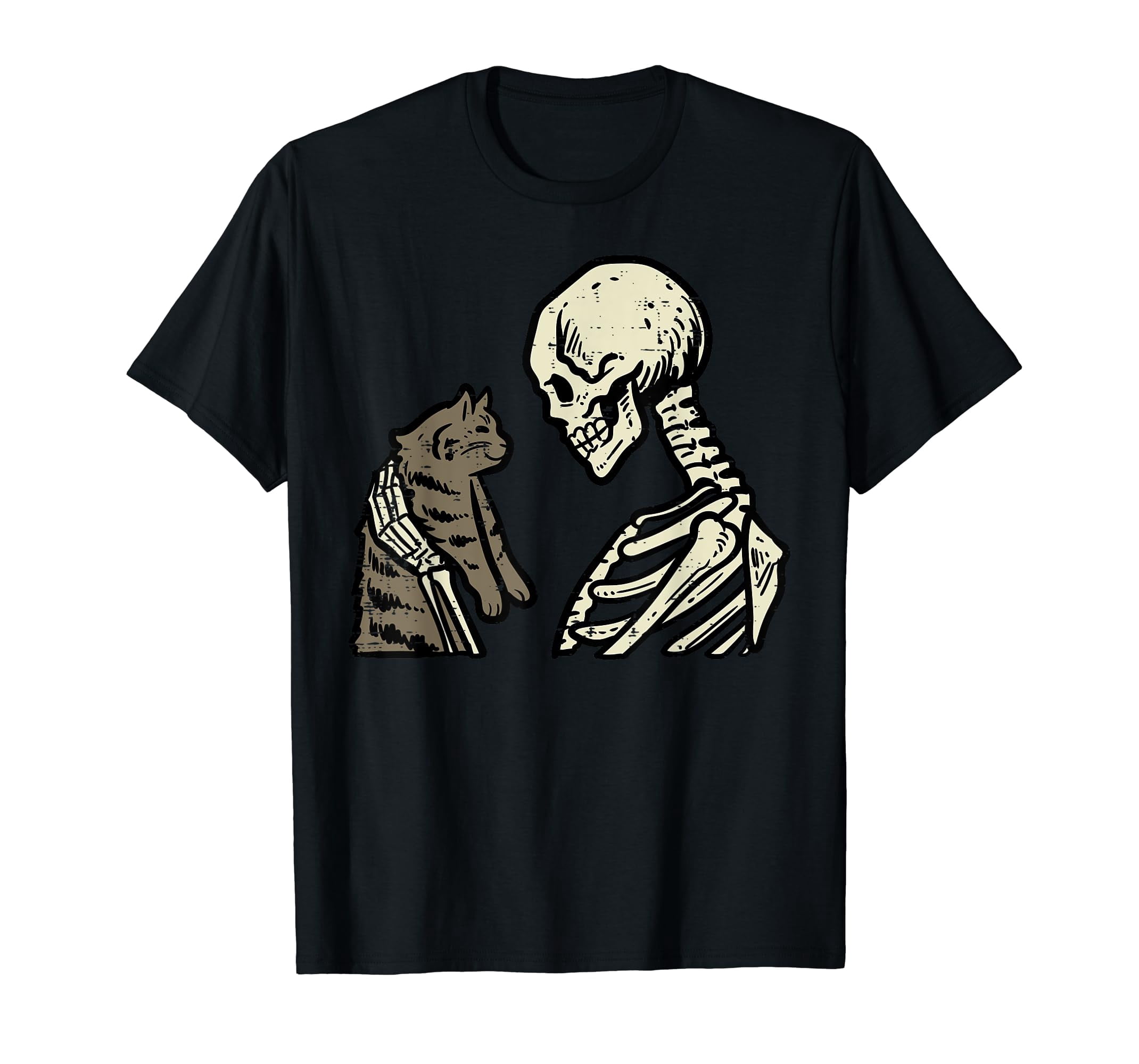 Skeleton Cat Cute Kitten Funny Halloween Men Women Girl Kids T-Shirt