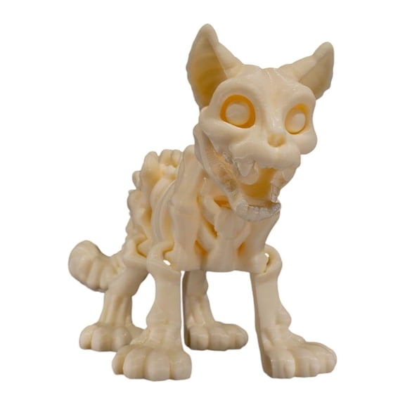 Skeleton Cat Figurine Articulated Gothic Feline Desk Fidget for Teens & Adults Creepy Collectible & Stress Relief 3D Printed