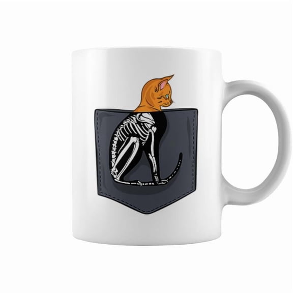 Skeleton Cat In Pocket XRay Halloween Costume For Women Coffee Mugs