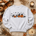 thumbnail image 1 of Skeleton Cats and Pumpkins Sweatshirt, Spooky Halloween Black Cat Sweater, 1 of 9