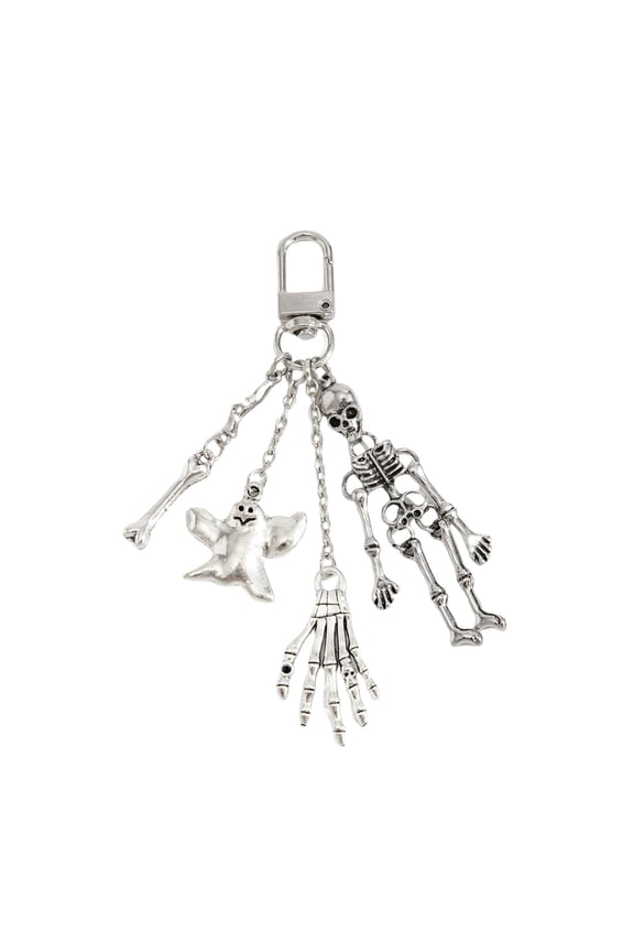 Skeleton Chain Keychain - Halloween Pendant Ornament, Alloy Material Movable Skeleton - Shaped Keychain