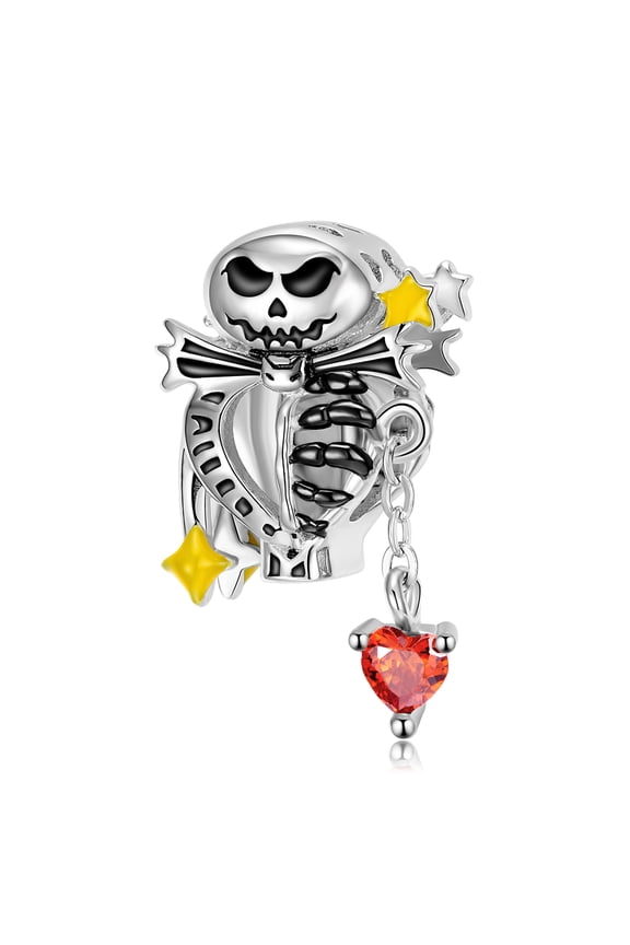 Skeleton Charm for Women Gothic European Bead for Bracelet CZ Sterling Silver Ginger Lyne Collection
