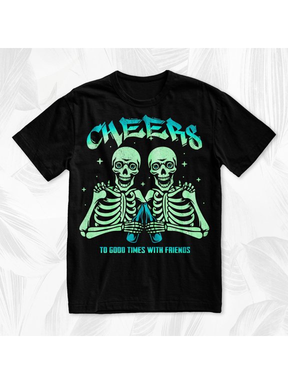 Skeleton Cheers T-Shirt, Graphic Tees for Men/Women