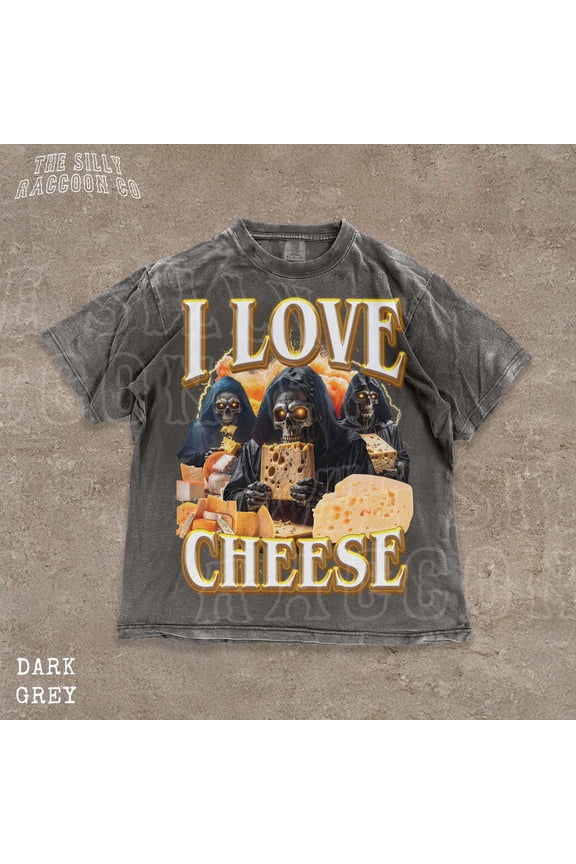 Skeleton Cheese Weird Shirt, Funny Gothic Graphic Tee, I Love Cheese Meme T-Shirt, Vintage Foodie Gen z Gift, Cursed Shirt for Men Women