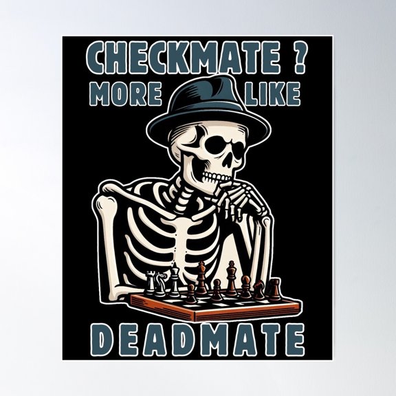 Skeleton Chess - Checkmate? More Like Deadmate Skeleton Poster Wall Art, Modern Wall Decor For Living Room Bedroom, 12x18 UNFRAMED