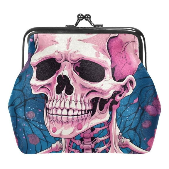 Skeleton Coin Purse Vintage Pouch Buckle Clutch Bag Kiss-Lock Change Purse Clasp Closure Wallets for Women Girl