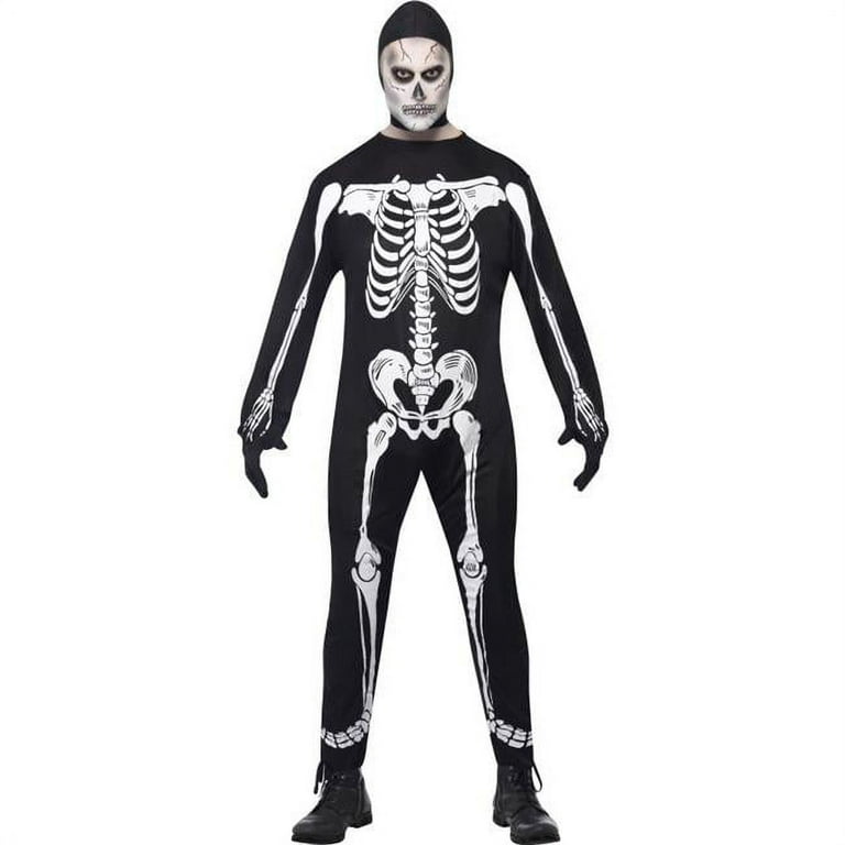 Skeleton Costume Adult Black White Jumpsuit Hood Skeleton Costume Adult Black White Jumpsuit Hood