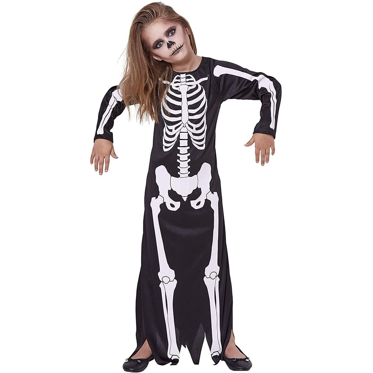 Skeleton Costume Dress for Kids Girls Halloween Party Costume Cosplay Accessories Black Size X Large Walmart