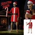 thumbnail image 1 of Skeleton Costume Set for Giant Skeleton Halloween Prop with Holiday Outfit Hat Belt and Candy Cane Accessory for Yard Display, 1 of 8
