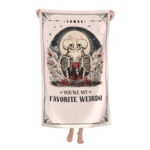 Skeleton Couple Bath Towel Soft and Highly Absorbent for Adults