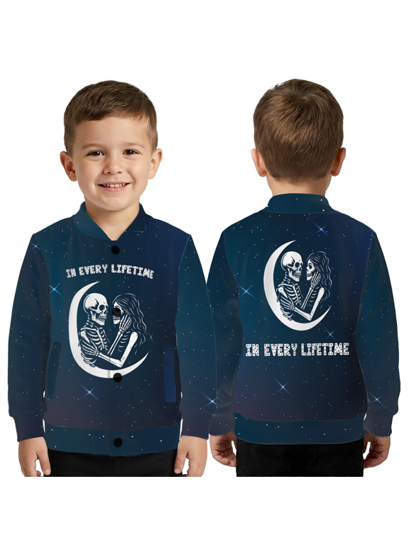 Skeleton Couple Moon Coat – Gothic Love Galaxy Outerwear Jacket, Custom In Every Lifetime Baseball Jacket