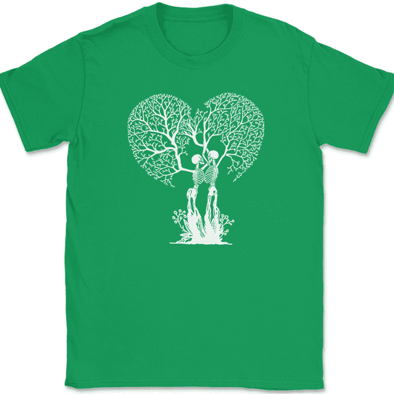 Skeleton Couple T-Shirt Funny Halloween Fall Skull Witch Spooky Tee - Green, 2XL