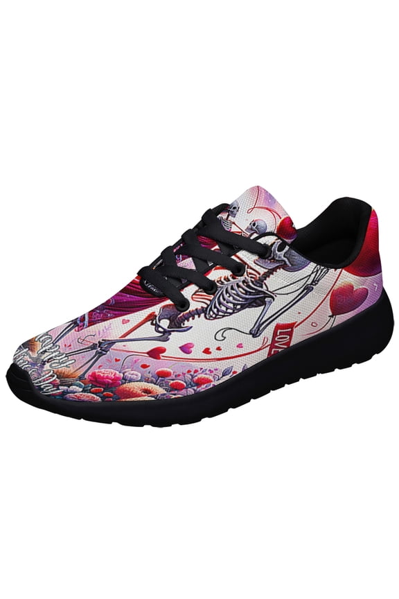 Skeleton Couple Valentine Day Shoes Sneakers Black Size 12