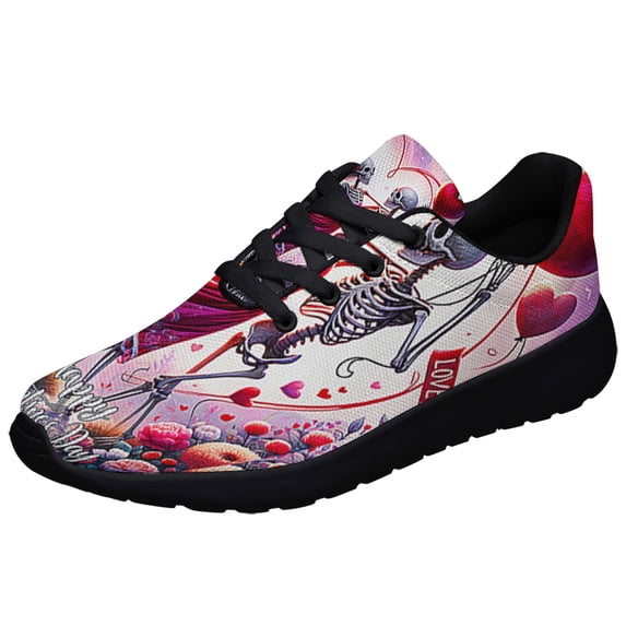 Skeleton Couple Valentine Day Shoes Sneakers Black Size 9.5