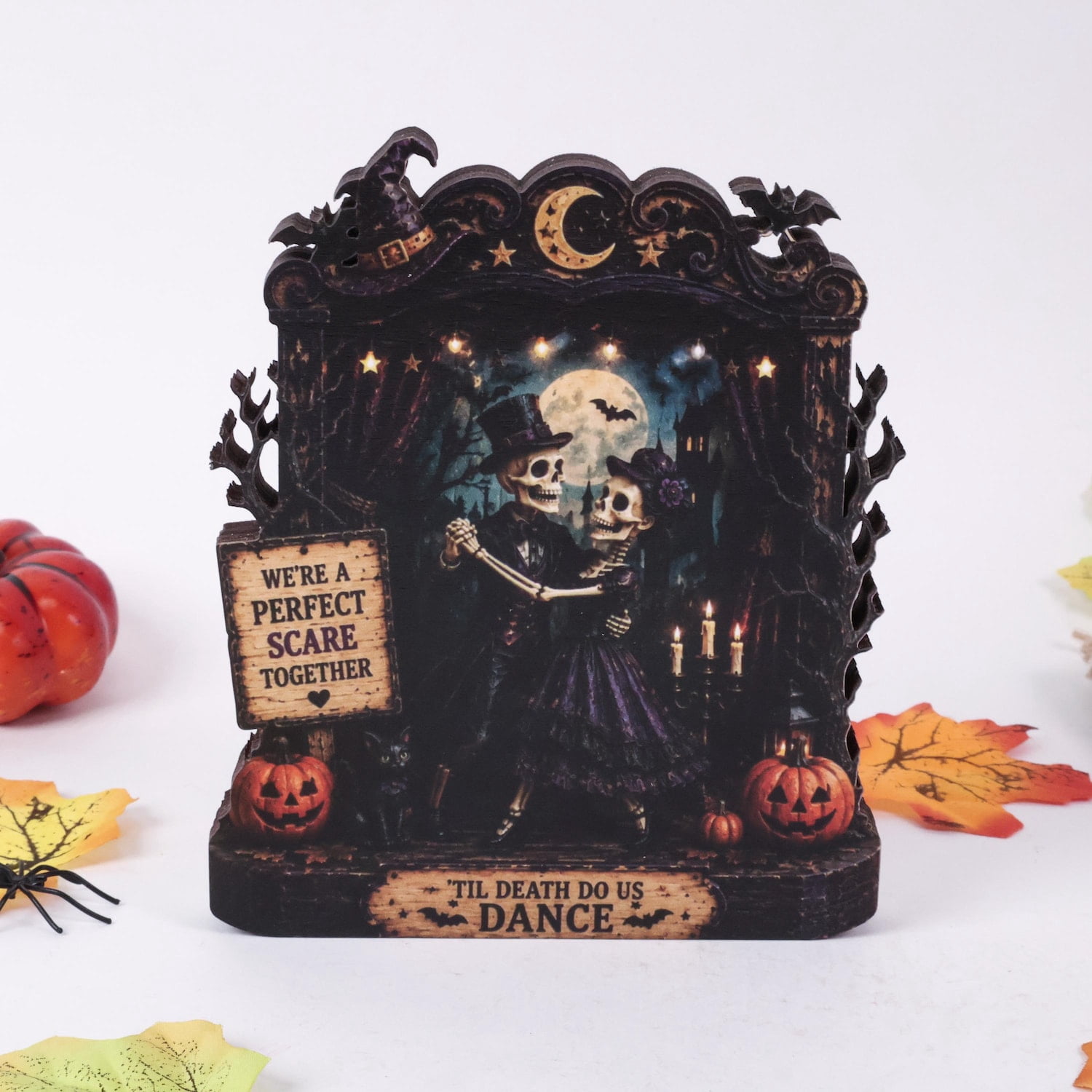 Skeleton Couple Wood Tabletop Decor, Til Death Do Us Dance Halloween ...