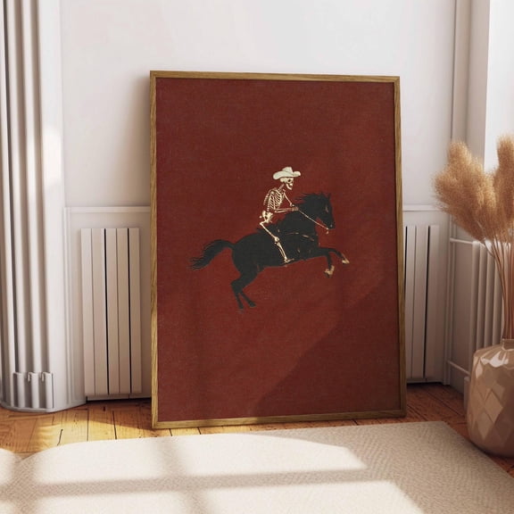 Skeleton Cowboy Bucking Bronco Poster Gothic Western Rodeo Wall Art Decor 16x24 UNFRAMED