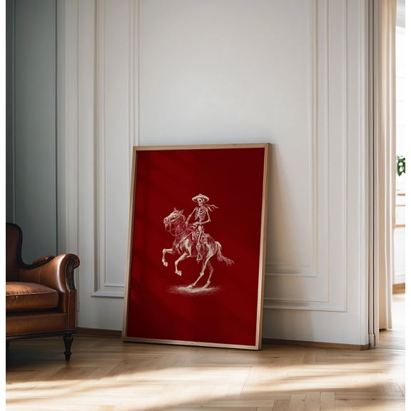 Skeleton Cowboy Print Western Cowboy Decor Vintage Eclectic Wall Art Southwestern Wall Art Skeleton Gothic Wall Decor Horse Poster