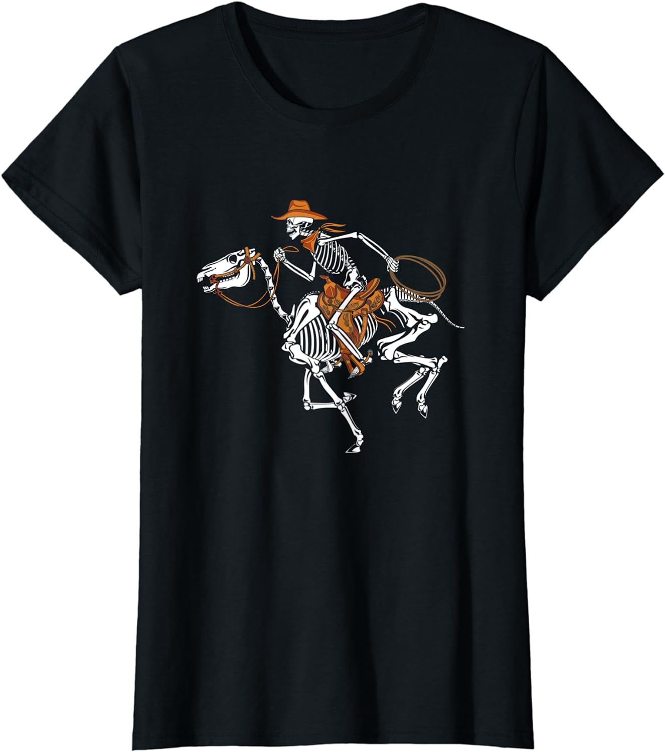 Skeleton Cowboy Riding Horse Halloween Rider Costume Men T-Shirt