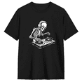 thumbnail image 1 of Skeleton DJ Vintage Graphic Tee For Men, Music Party Cotton Short Sleeves T-Shirt, 1 of 6