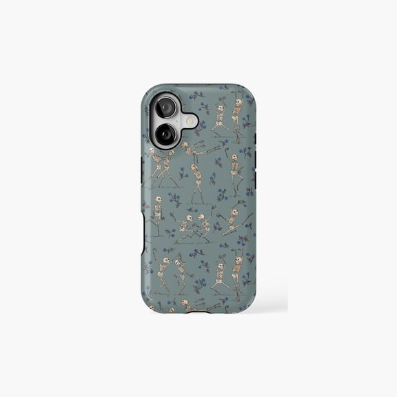 Skeleton Dance Blue Funny Halloween Skeleton Pattern Universal Phone Case for iPhone 11–17 Pro Max