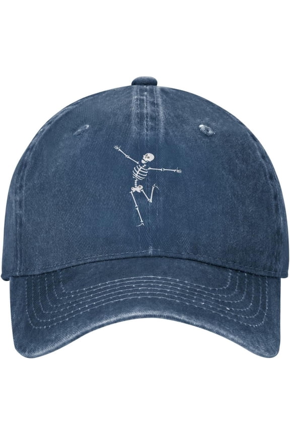 Skeleton Dancing Vintage Distressed Adjustable Washed Mens Dad Trucker Hat Funny Skull Baseball Ball Cap for Men