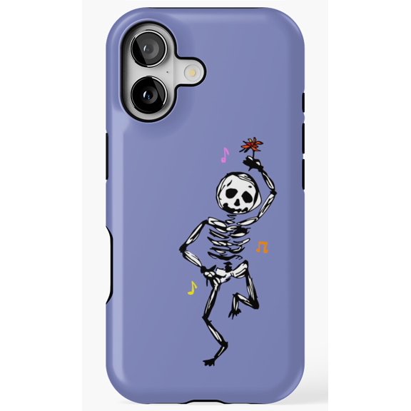 Skeleton Dancing With Flower Surreal Gothic Art Phone Case for iPhone 11 12 13 14 15 16 17 Pro Max