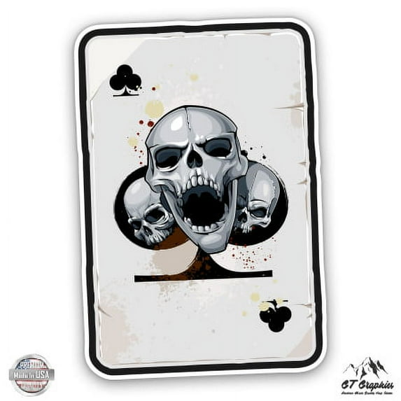 Skeleton Deck of Cards - 3" Vinyl Sticker - For Car Laptop I-Pad Phone Helmet Hard Hat - Waterproof Decal