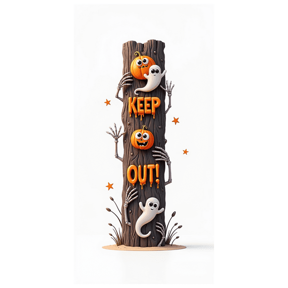 Skeleton Design Keep Out Banner Halloween Decoration Spooky Sign for Halloween Party Haunted House Scary Event