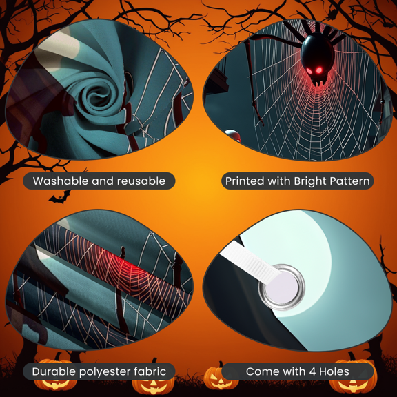 Skeleton Design Spider Web Halloween Decoration Spooky Skeleton Haunted Banner for Halloween Party Home Decoration Outdoor Display