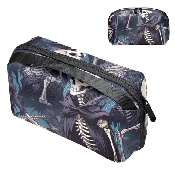 Skeleton Electronic Organizer Travel Case, Oxford Fabric Waterproof PC Case Cable Organizer Cord and Cable Organizer Electronic Travel Case Organizer, 5.9x9.44x3.14 in