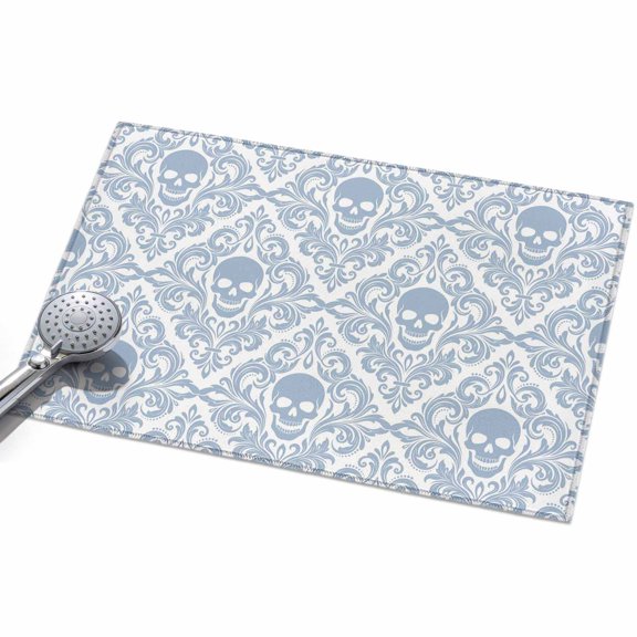 Skeleton Entryway Rug 2x3ft Washable Non Slip Bathroom Rug Indoor Floor Front Door Mat Light Blue Horror Skull Abstract Patterned Rectangle Area Rugs Carpet for Kitchen Office Dining Room Home