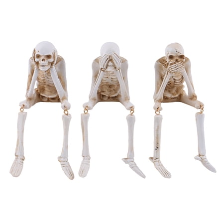 Skeleton Figurine for Mantel Decor Three-dimensional Scene Decor Halloween Skeleton Statue Resin See Speak Hear No Evil Figurine for Indoor for Spooky