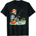 thumbnail image 1 of Skeleton Fishing Halloween Costume Funny Fishing T-Shirt TShirt, 1 of 4