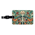 thumbnail image 1 of Skeleton Floral Art Nouveau Flowers Elegant Faux Leather Travel Luggage Tag, 1 of 7