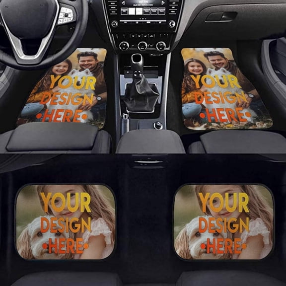 Skeleton Floral Car Floor Mats, 4 Piece Full Set Anti-Slip All-Weather Liners for SUVs Vans Sedans Trucks