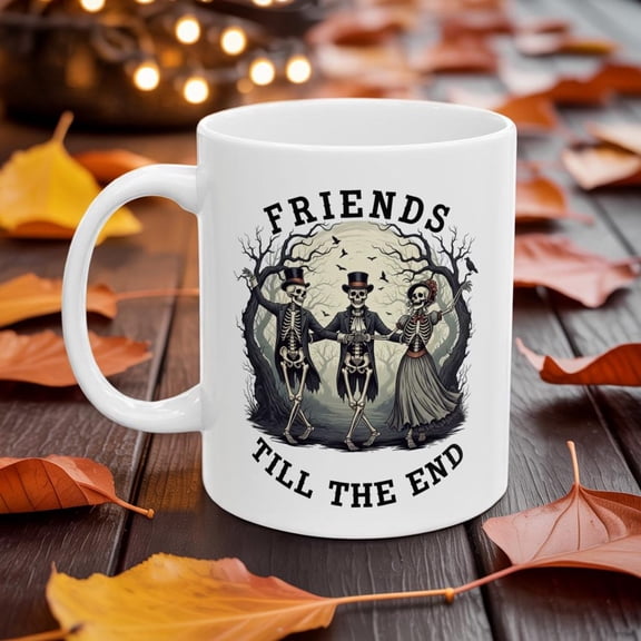 Skeleton Friends Coffee Mug: Gothic Halloween Skull Ceramic